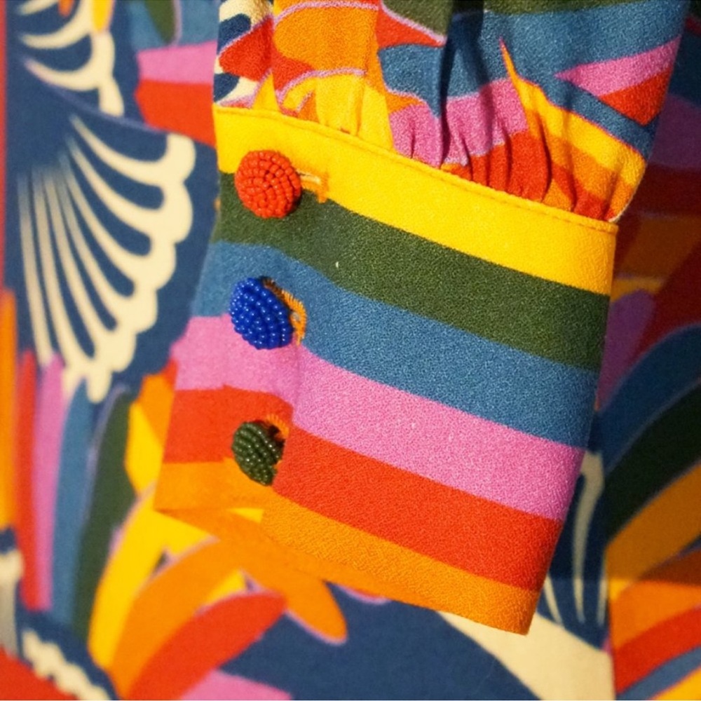 Anthro x Farm Rio Rainbow Toucan Wrap Dress - Picture 10 of 15